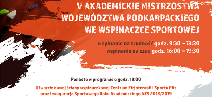 Zaproszenie na Akademickie Mistrzostwa Województwa Podkarpackiego we wspinaczce sportowej